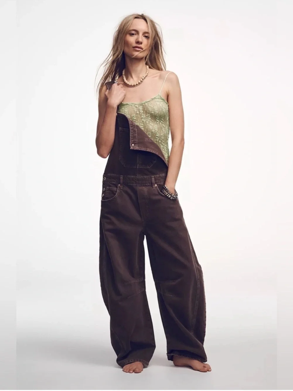 Free People Good Luck Barrel Overalls